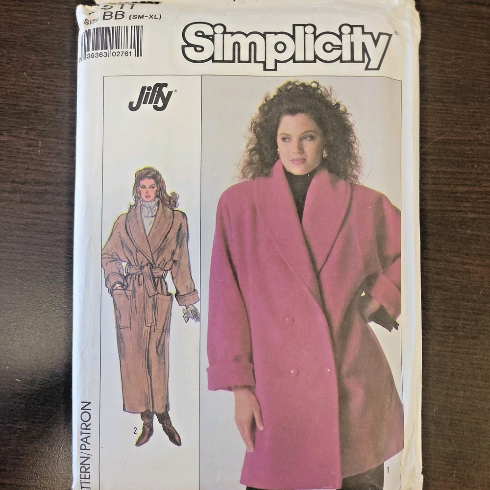 Vintage Simplicity 8311 Womens Coat Sewing Pattern Size 8-14 Jiffy 80s UNCUT